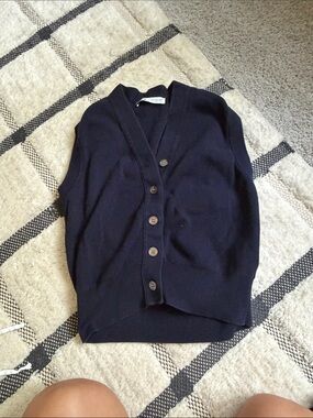 Classic V-Neck Button Cardigan - Navy